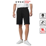 Quần Short Thể Thao Nam Owen SN231416 màu đen trơn dáng regular fit vải cotton