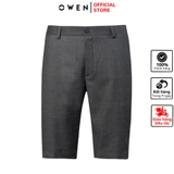 Quần short âu nam Owen SW231231 màu kẻ caro ghi xanh Dáng Trendy vải polyester