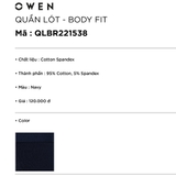 Quần Lót Nam Owen QLBR221538 màu navy trơn kiểu sịp đùi Boxer Vải Cotton