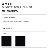 Quần Tây Nam Owen QS231500 màu đen dáng slim fit vải polyester