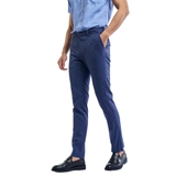 Quần Tây Nam Owen QST231266 màu kẻ caro xanh dáng slim fit cạp tăng đơ vải polyester