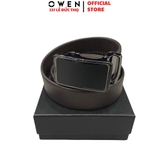 Thắt Lưng Nam Owen BELT232625 dây da màu đen dập vân Mặt Khóa Trượt Tự Động chất liệu da PU