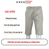 Quần Short Nam Owen SK241229 sóc kaki màu be xám dáng slim fit chất liệu CVC spandex