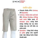 Quần Short Nam Owen SK241229 sóc kaki màu be xám dáng slim fit chất liệu CVC spandex