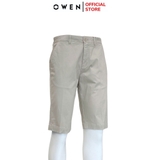 Quần Short Nam Owen SK241229 sóc kaki màu be xám dáng slim fit chất liệu CVC spandex