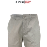 Quần Short Nam Owen SK241229 sóc kaki màu be xám dáng slim fit chất liệu CVC spandex