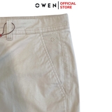 Quần Short Nam Owen SK241229 sóc kaki màu be xám dáng slim fit chất liệu CVC spandex