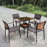 BỘ BÀN GHẾ ĂN NHỰA GIẢ MÂY MT2024