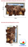 Decal tranh dán tường đàn voi an khang thịnh vượng sang trọng