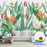 Tranh dán tường xanh lá cây nhiệt đới, rừng nhiệt đới, phong cảnh rừng xanh tươi mát - in theo size yêu cầu trên nhiều chất liệu - sẵn keo dán dễ