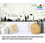 Decal dán tường địa điểm du lịch thế giới đen trắng