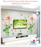 Decal dán tường hoa sen lotus combo sen KÍCH THƯỚC LỚN sang trọng