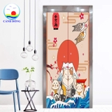 Decal dán thang máy mèo thần tài may mắn - in nội dung và size theo yêu cầu Trang trí thang máy.