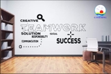 Decal trang trí văn phòng truyền động lực TEAMWORK in UV dán tường, kính, gỗ....in size theo yêu cầu, sẵn keo dễ dán