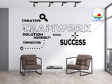 Decal trang trí văn phòng truyền động lực TEAMWORK in UV dán tường, kính, gỗ....in size theo yêu cầu, sẵn keo dễ dán