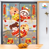 Decal tết 2024 rồng cute lồng đèn thỏi vàng dán tường/kính/gỗ-sẵn keo dán dễ