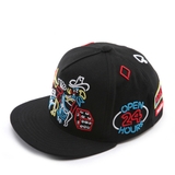 Nón snapback hiphop thêu Logo NEON POKER black P703