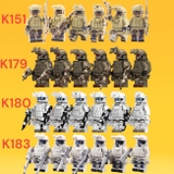 COMBO 6 Lính Đặc Nhiệm Trang Bị Đầy Đủ Áo Giáp Balo Đai Hông Kính Đêm K151 K179 K180 K183 - Đồ Chơi Lắp Ráp Lính Army