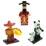 Lego Minifigures Các Mẫu Nhân Vật Ông Thần Tài, Gấu Trúc, Người Mexico