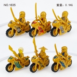 COMBO 6 Minifigures Các Mẫu Nhân Vật Ninjago Màu Vàng Gold Cùng Xe Moto 1635 - Đồ Chơi Lắp Ráp Nhân Vật Hoạt Hình