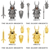 MInifigures Các Mẫu Nhân Vật Hiệp Sĩ Trung Cổ Giáp Bạc HN570 - HN573 Đồ Chơi Lắp Ráp Black Knights Silver Knights
