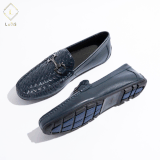 Giày lười da đan màu xanh TM660-5