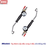 Tay bơm lốp xe đầu cong 2 đầu bơm