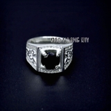 Nhẫn bạc nam đá đen đúc hình rồng đẹp xuất sắc PVN1821