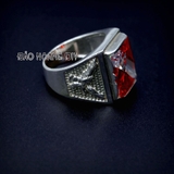 Nhẫn bạc nam đá ghép đỏ trắng đúc hình đại bàng tung cánh PVN1839