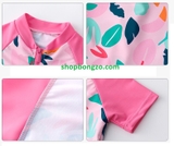 Bộ bơi bé gái cộc liền chân váy, hồng xanh lá, kèm quần liền bên trong Yuke