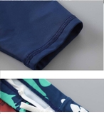 Bộ bơi bé trai cộc tay trắng cá mập, tay xanh, quần rời  Momasong