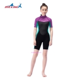 Bộ bơi giữ nhiệt cho bé, cộc tay, màu đen tím, vải dày 2.5mm, DiveSail