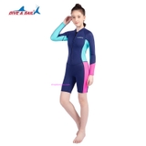 Bộ bơi giữ nhiệt bé gái, dài tay, xanh than, vải dày 2.5mm, DiveSail