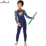 Bộ bơi giữ nhiệt xanh siêu nhân, dài liền, vải dày 2.5mm, Dive & Sail M151512K