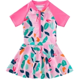 Bộ bơi bé gái cộc liền chân váy, hồng xanh lá, kèm quần liền bên trong Yuke