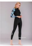 Bộ bơi nữ dài, áo kéo khoá, màu đen xanh, Sbart 9046