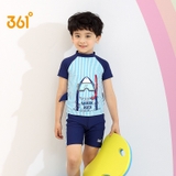 Bộ bơi bé trai cộc rời xanh kẻ Shark Area 361 (SLY195032)