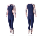 Bộ bơi nữ dài kéo khoá, quần rời, xanh than, tay hồng 361 (SLY202048)