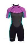 Bộ bơi giữ nhiệt cho bé, cộc tay, màu đen tím, vải dày 2.5mm, DiveSail