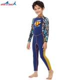 Bộ bơi giữ nhiệt xanh siêu nhân, dài liền, vải dày 2.5mm, Dive & Sail M151512K