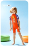 Bộ bơi bé trai hình mặt trời, dáng cộc liền, màu cam, Dive&Sail M153389K