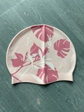 Mũ bơi nữ hồng hình lá, chất liệu silicone chống nước
