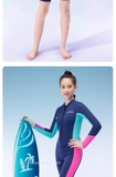Bộ bơi giữ nhiệt bé gái, dáng liền dài, xanh than hồng, vải dày 2.5mm, Dive&Sail M163706Y/2