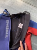 Bộ bơi giữ nhiệt bé trai, cộc liền, đen xanh cam, vải dày 2.5mm, DS M163605Y/2