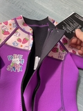 Bộ bơi giữ nhiệt bé gái cộc liền, tím dâu, vải dày 2.5mm, Dive&Sail