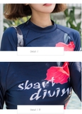 Bộ bơi nữ than hồng, hình hoa, dài tay quần cộc, Sbart D155