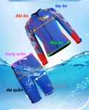 Bộ bơi giữ nhiệt rời bé trai, dài quần ngắn, màu xanh, vải dày 2.5mm, Dive & Sail