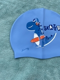 Mũ bơi xanh khủng long, chất silicone cao cấp co giãn
