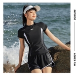 Bộ bơi nữ cộc, đen rời, vải chống nắng, quần 2 lớp, 361