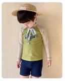 Bộ bơi cho bé, vải chống nắng UPF 50++, kháng Clo, dài tay màu xanh vàng, Momasong (Korea)